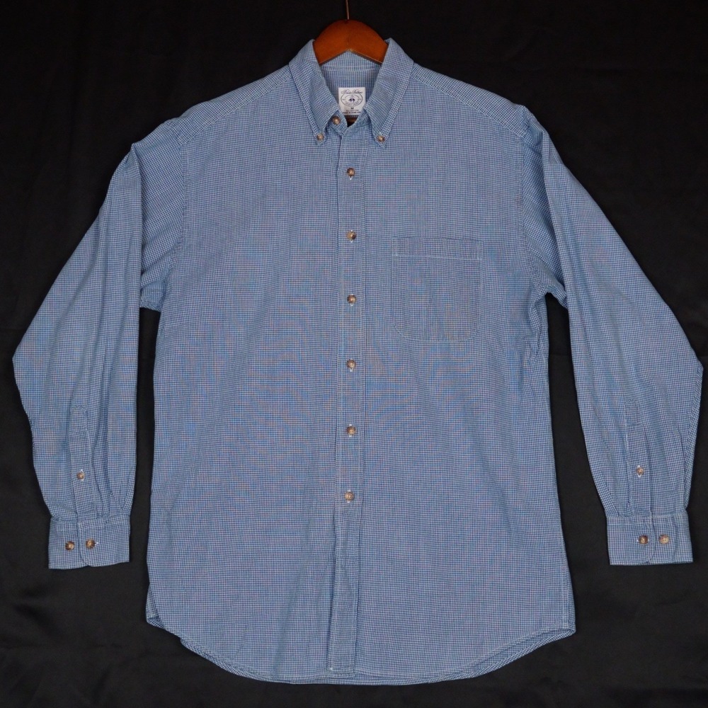 Brooks Brothers Sport Shirt Mens M Blue Micro Check Button Down Cotton Regular